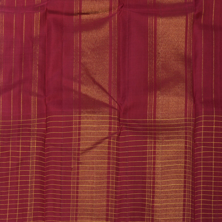 Hayagrivas Handloom Half White Kanjivaram Silk Saree with Maroon & Green Checked border KBE1773K1-1