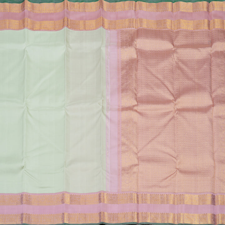 Hayagrivas Handloom Light Pista Green Kanjivaram Silk Saree with Baby Pink Border KBE1775K2-1