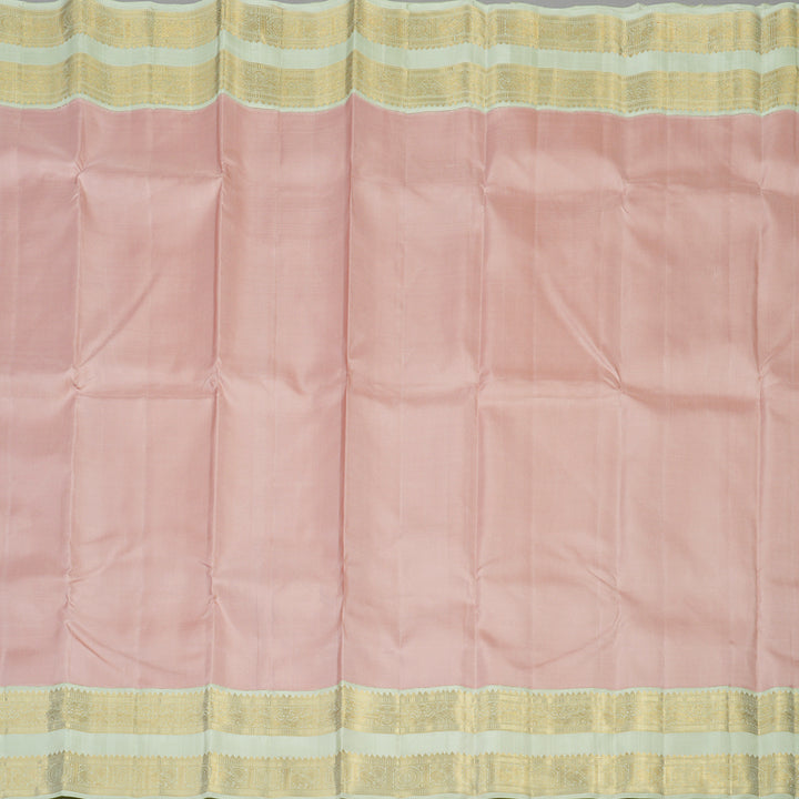 Hayagrivas Handloom Pastel Pink Kanjivaram Silk Saree with Mild Pista Green border KBE1775K2-2