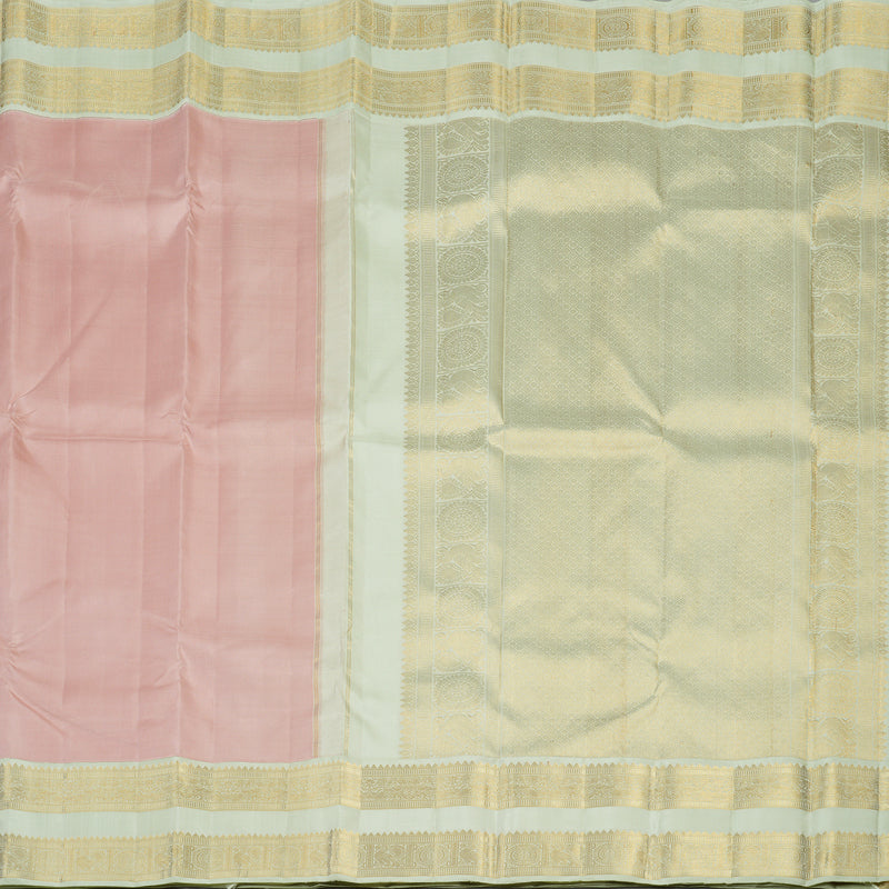 Hayagrivas Handloom Pastel Pink Kanjivaram Silk Saree with Mild Pista Green border KBE1775K2-2