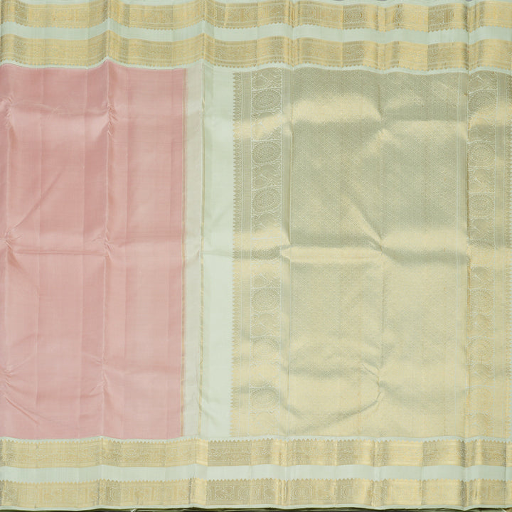 Hayagrivas Handloom Pastel Pink Kanjivaram Silk Saree with Mild Pista Green border KBE1775K2-2