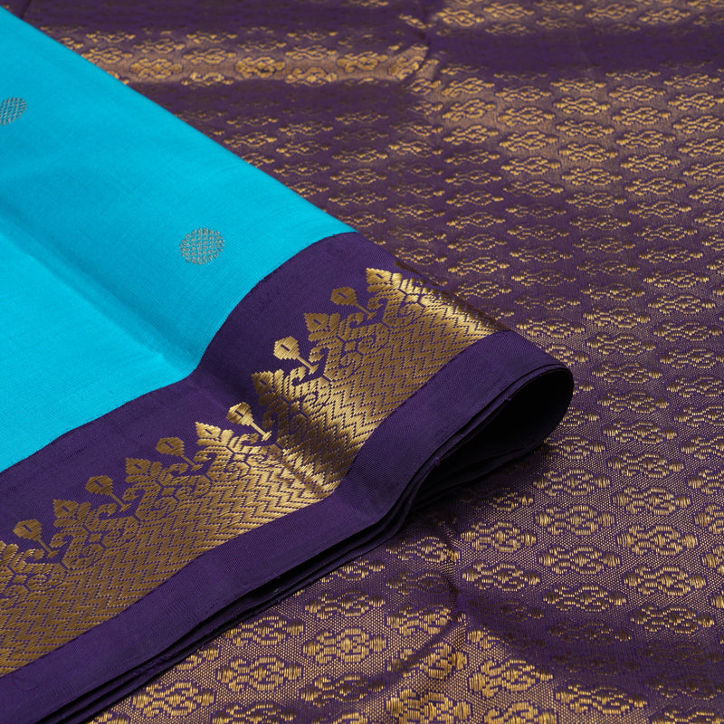 Hayagrivas Handloom Ananda Blue Kanjivaram Silk Saree with Deep Purplish Blue border KBE1775K4-1