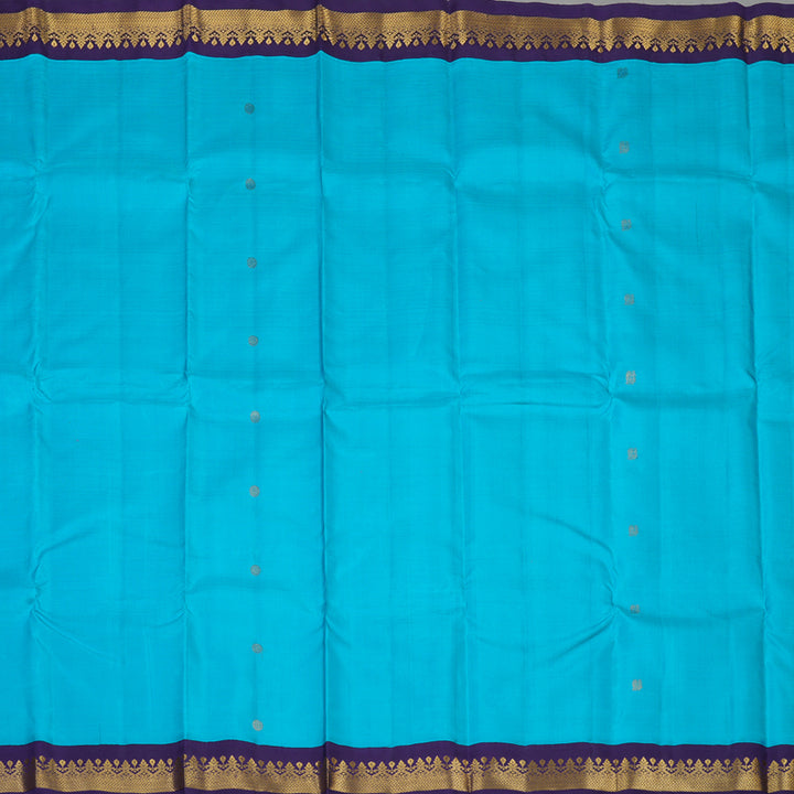 Hayagrivas Handloom Ananda Blue Kanjivaram Silk Saree with Deep Purplish Blue border KBE1775K4-1