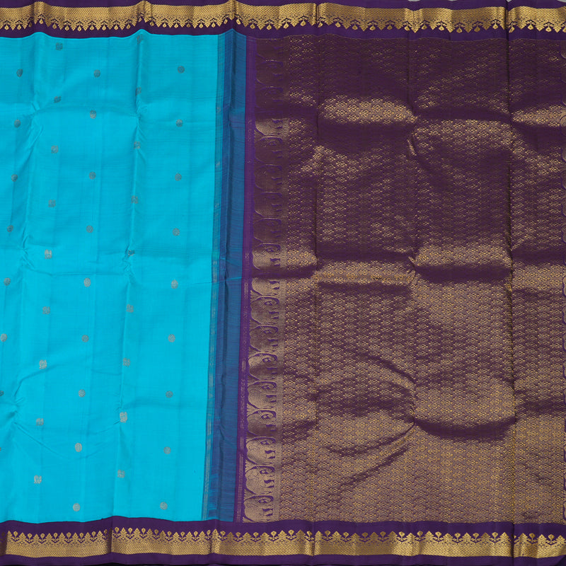 Hayagrivas Handloom Ananda Blue Kanjivaram Silk Saree with Deep Purplish Blue border KBE1775K4-1