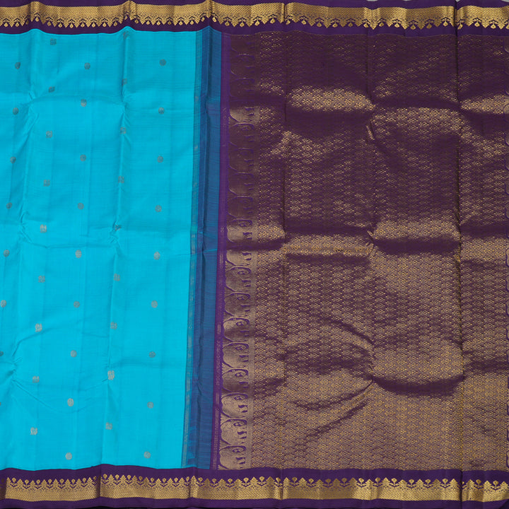 Hayagrivas Handloom Ananda Blue Kanjivaram Silk Saree with Deep Purplish Blue border KBE1775K4-1