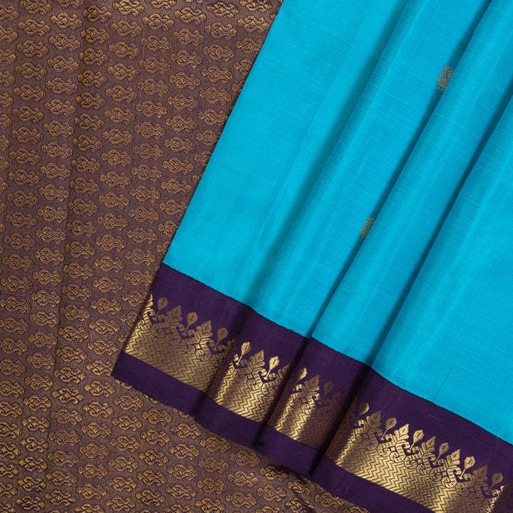 Hayagrivas Handloom Ananda Blue Kanjivaram Silk Saree with Deep Purplish Blue border KBE1775K4-1