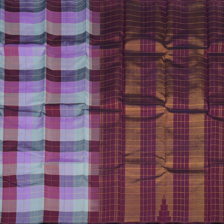 Hayagrivas Handloom Multicolour Checks Kanjivaram Silk Saree KBE1776K1-4
