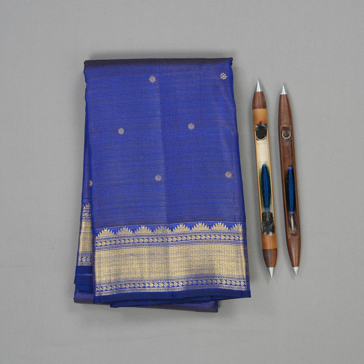 Hayagrivas Handloom Pure Kanjivaram Silk Saree in Exquisite Blue KBE177D2-1