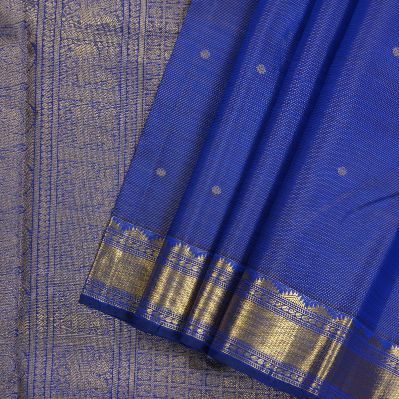 Hayagrivas Handloom Pure Kanjivaram Silk Saree in Exquisite Blue KBE177D2-1