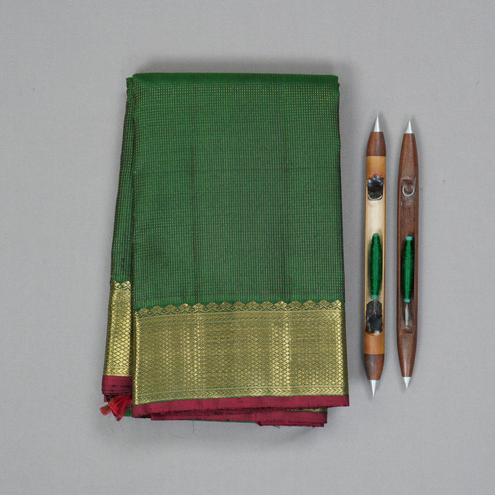 Hayagrivas Handloom Bottle Green Kanjivaram Silk Saree KBE1782K1-1