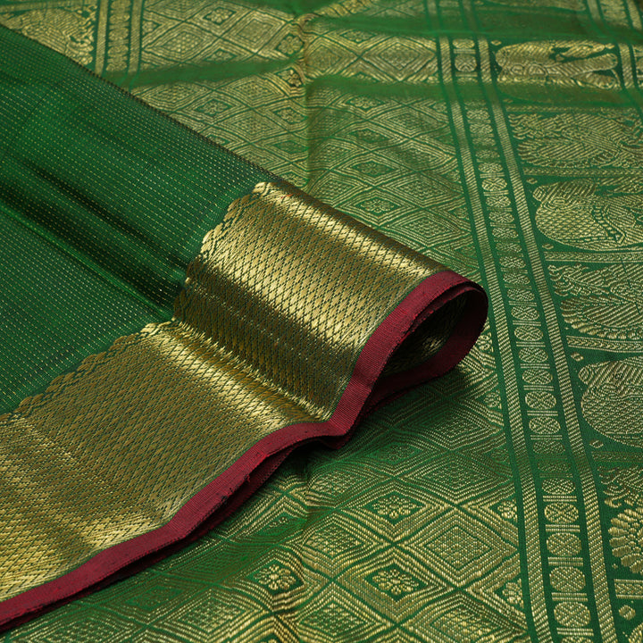 Hayagrivas Handloom Bottle Green Kanjivaram Silk Saree KBE1782K1-1