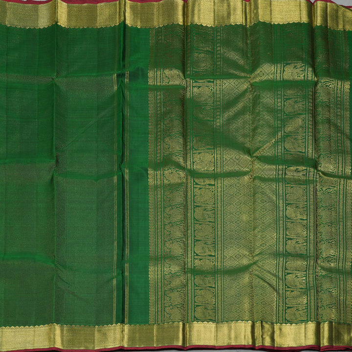 Hayagrivas Handloom Bottle Green Kanjivaram Silk Saree KBE1782K1-1