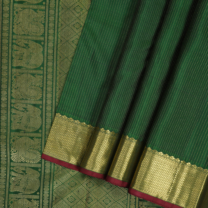 Hayagrivas Handloom Bottle Green Kanjivaram Silk Saree KBE1782K1-1