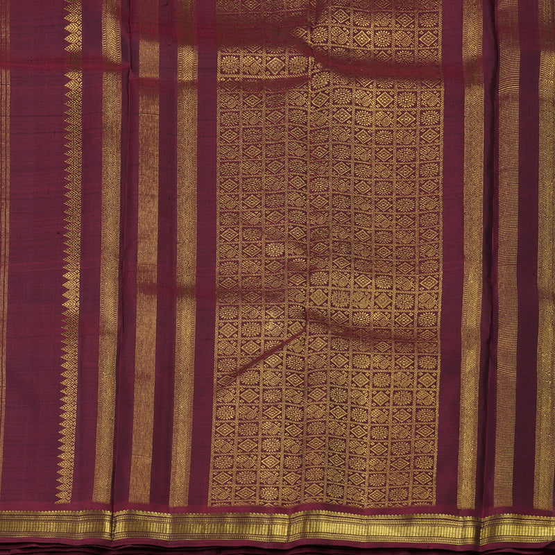 Hayagrivas Handloom Cement Green Kanjivaram Silk Saree with Araku Maroon Border KBE1783K1-1