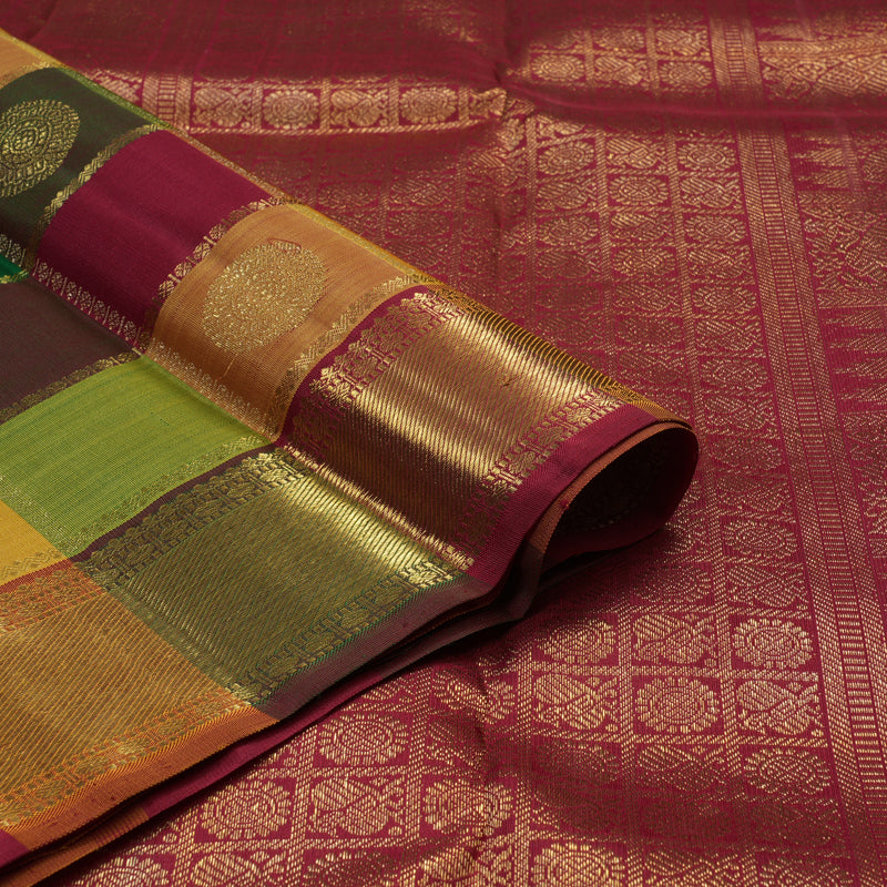 Hayagrivas Handloom Paalum Pazhamum Checks Kanjivaram Silk Saree KBE1788K1-1