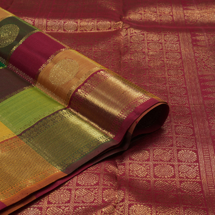 Hayagrivas Handloom Paalum Pazhamum Checks Kanjivaram Silk Saree KBE1788K1-1