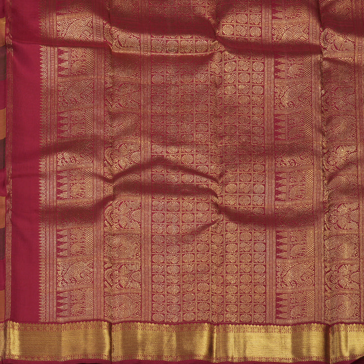 Hayagrivas Handloom Paalum Pazhamum Checks Kanjivaram Silk Saree KBE1788K1-1