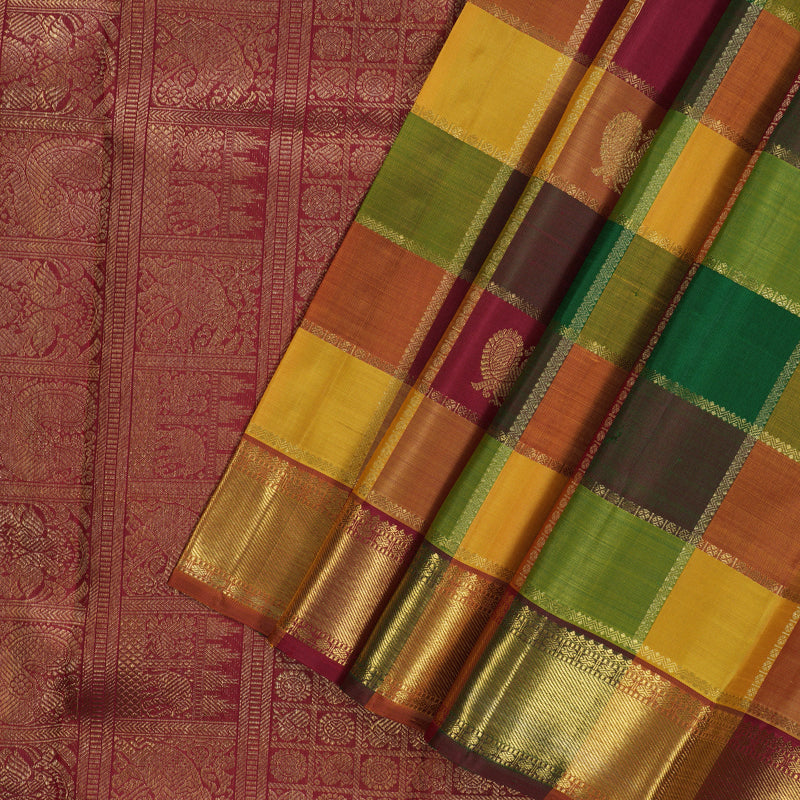 Hayagrivas Handloom Paalum Pazhamum Checks Kanjivaram Silk Saree KBE1788K1-1