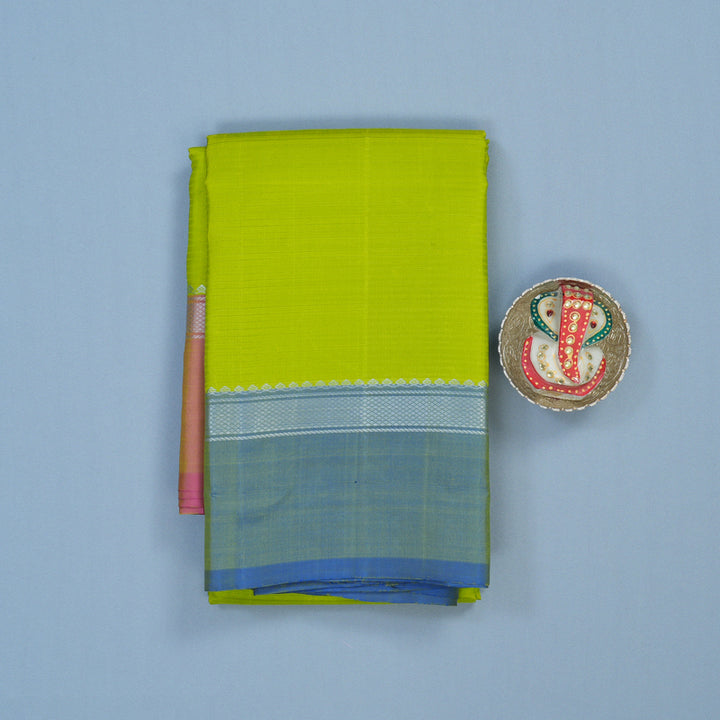 Hayagrivas Handloom Parrot Green Kanjivaram Silk Saree with Ganga Jamuna Border KBE1792K1-3