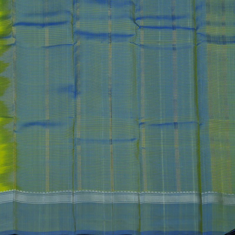 Hayagrivas Handloom Parrot Green Kanjivaram Silk Saree with Ganga Jamuna Border KBE1792K1-3