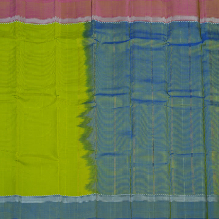 Hayagrivas Handloom Parrot Green Kanjivaram Silk Saree with Ganga Jamuna Border KBE1792K1-3