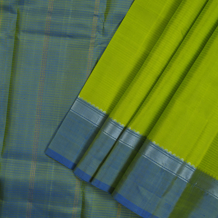 Hayagrivas Handloom Parrot Green Kanjivaram Silk Saree with Ganga Jamuna Border KBE1792K1-3