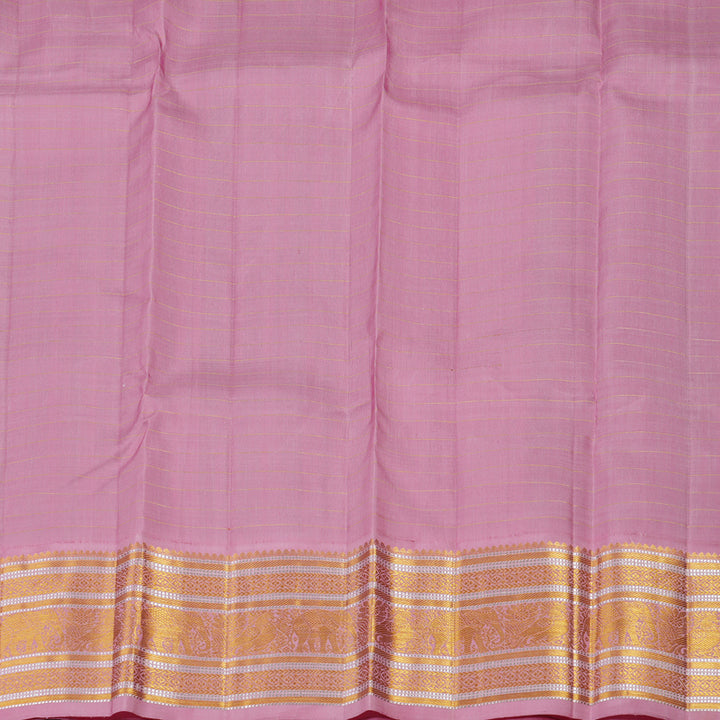 Hayagrivas Handloom Bright Teal Kanjivaram Silk Saree with Rose Pink border KBE1793K8-1