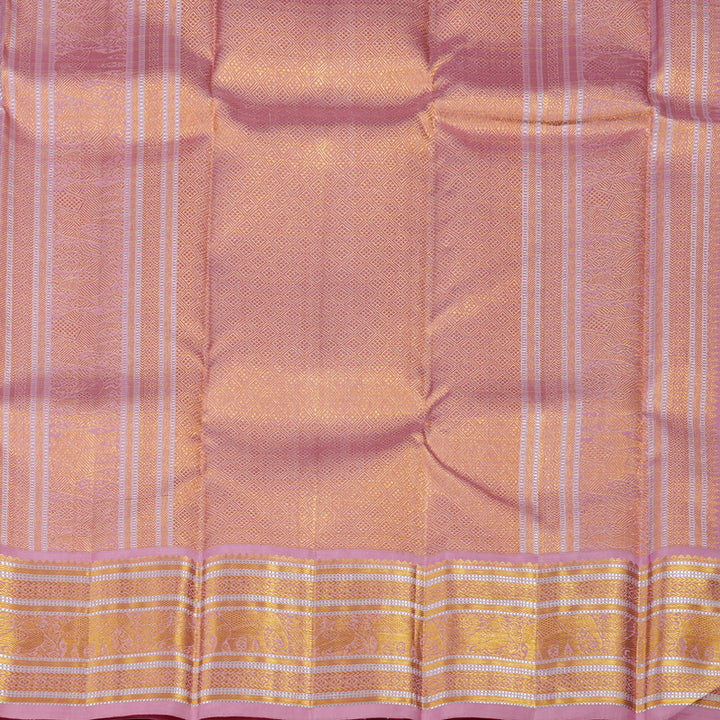 Hayagrivas Handloom Bright Teal Kanjivaram Silk Saree with Rose Pink border KBE1793K8-1
