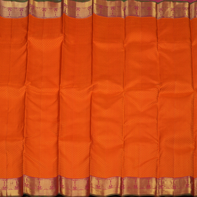 Hayagrivas Handloom Orange Kanjivaram Silk Saree with Pink Border KBE1794K1-1