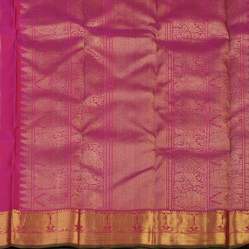 Hayagrivas Handloom Orange Kanjivaram Silk Saree with Pink Border KBE1794K1-1