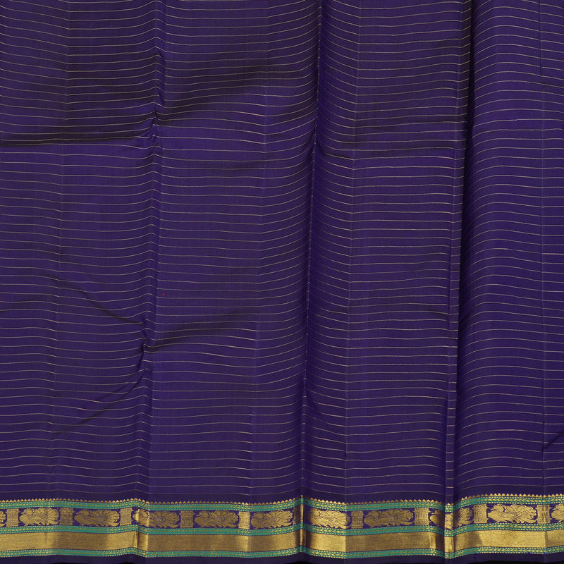 Hayagrivas Handloom Orangish-Red Kanjivaram Silk Saree with Navy Blue border KBE1795K11-1