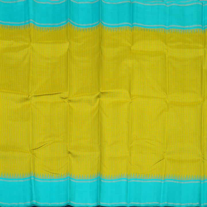 Hayagrivas Handloom Yellow Kanjivaram Silk Saree with Sky Blue Border KBE1796K3-2