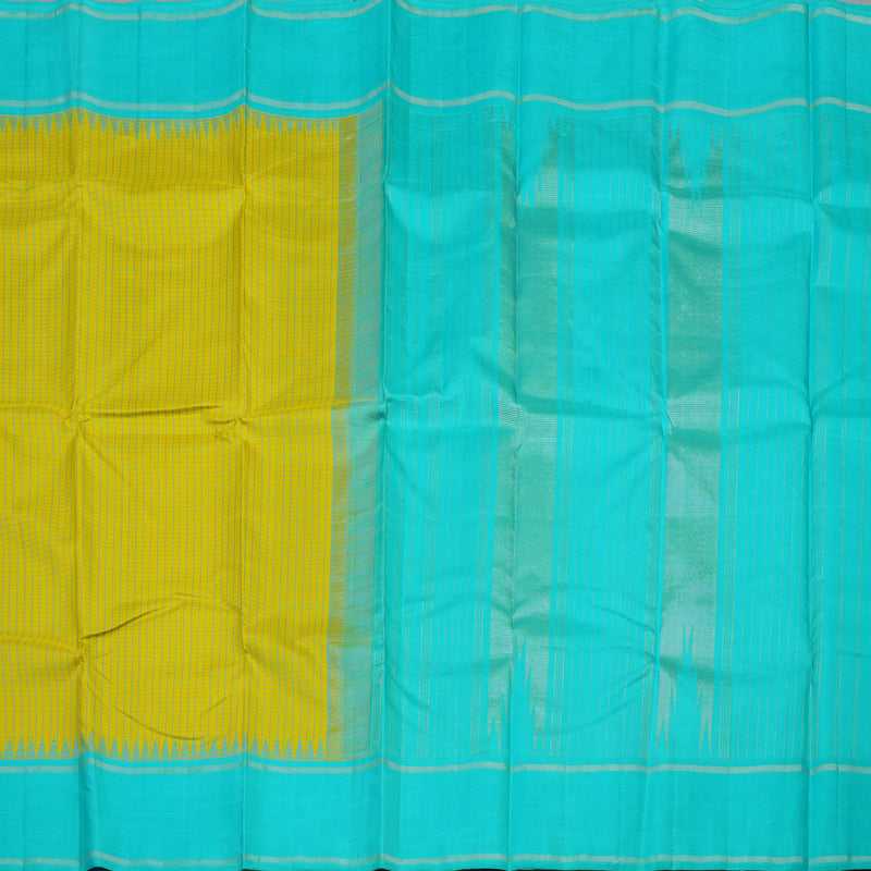 Hayagrivas Handloom Yellow Kanjivaram Silk Saree with Sky Blue Border KBE1796K3-2