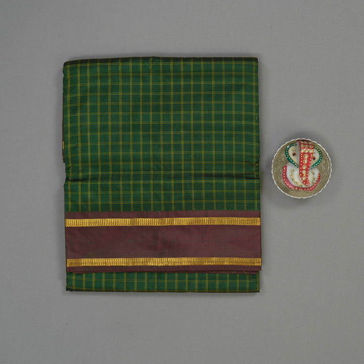 Hayagrivas Bottle Green Pure Ten Yards Silk Saree with Deep Manthalir border KBE1797K1-4