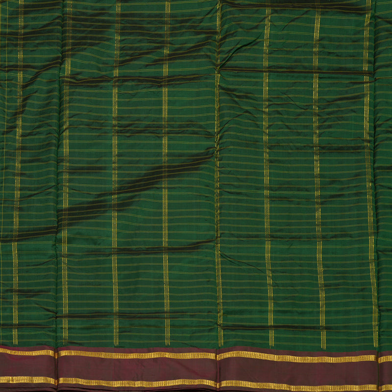 Hayagrivas Bottle Green Pure Ten Yards Silk Saree with Deep Manthalir border KBE1797K1-4