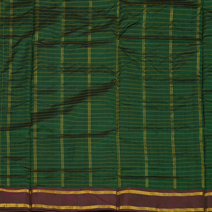 Hayagrivas Bottle Green Pure Ten Yards Silk Saree with Deep Manthalir border KBE1797K1-4