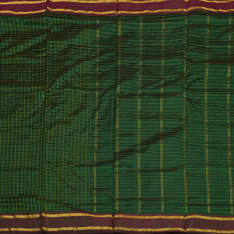 Hayagrivas Bottle Green Pure Ten Yards Silk Saree with Deep Manthalir border KBE1797K1-4