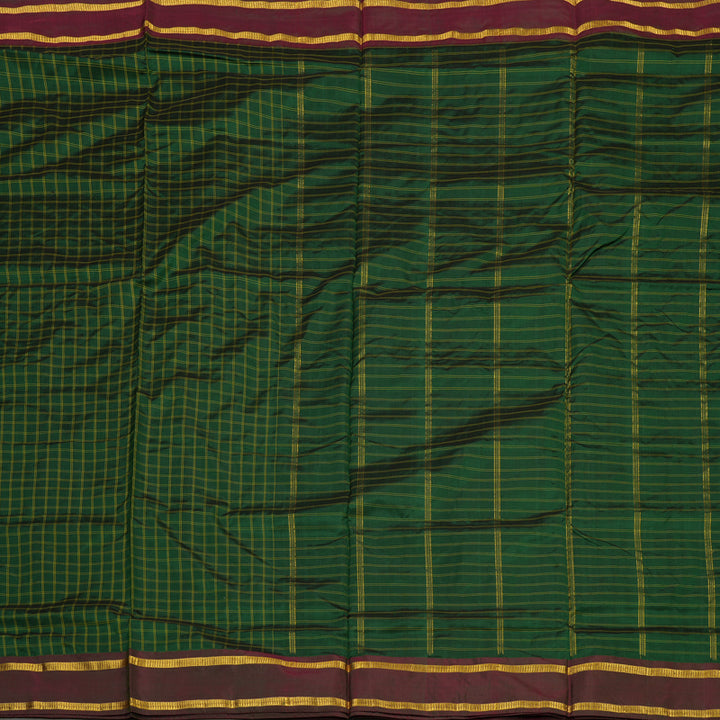 Hayagrivas Bottle Green Pure Ten Yards Silk Saree with Deep Manthalir border KBE1797K1-4