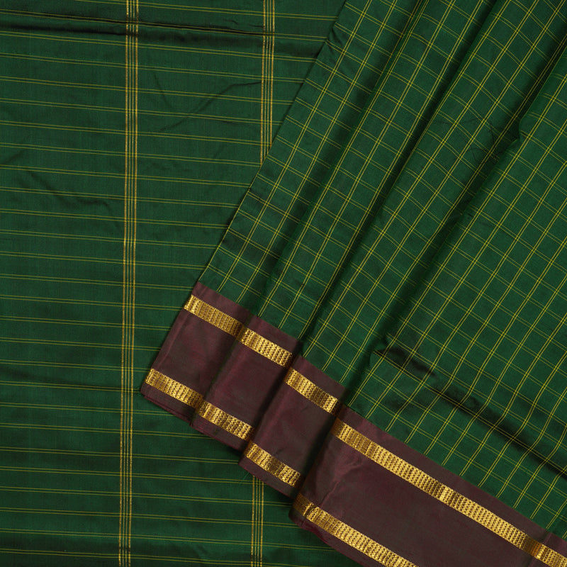 Hayagrivas Bottle Green Pure Ten Yards Silk Saree with Deep Manthalir border KBE1797K1-4