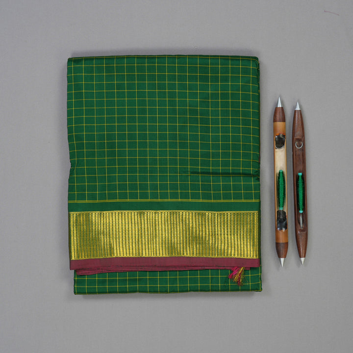 Hayagrivas Handloom Dark Green Ten Yards Silk Madisar KBE1797K4-1