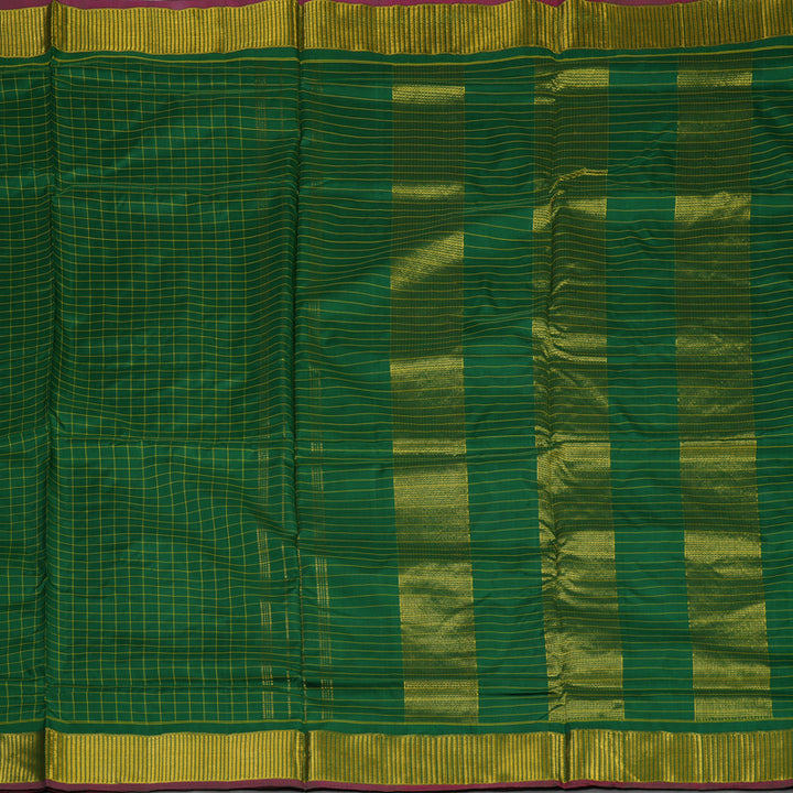 Hayagrivas Handloom Dark Green Ten Yards Silk Madisar KBE1797K4-1