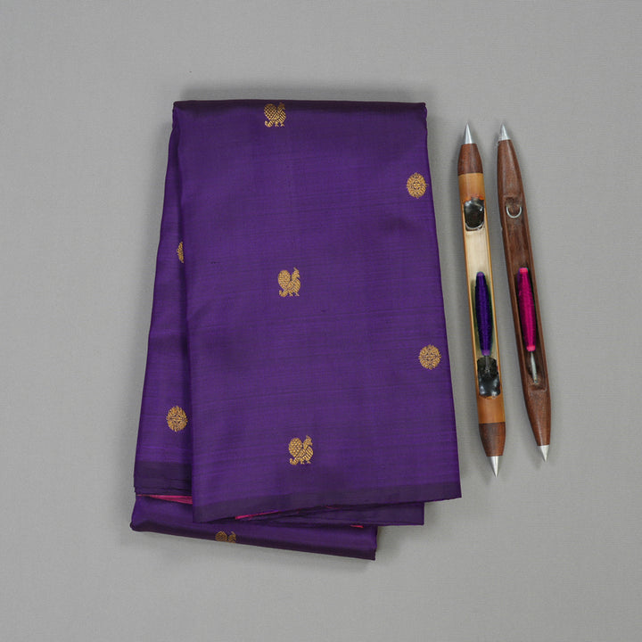 Hayagrivas Handloom Pure Kanjivaram Silk Saree in Majestic Purplish Blue KBE179D5-1