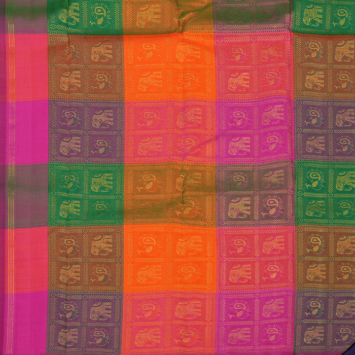 Hayagrivas Handloom Pure Kanjivaram Silk Saree in Majestic Purplish Blue KBE179D5-1