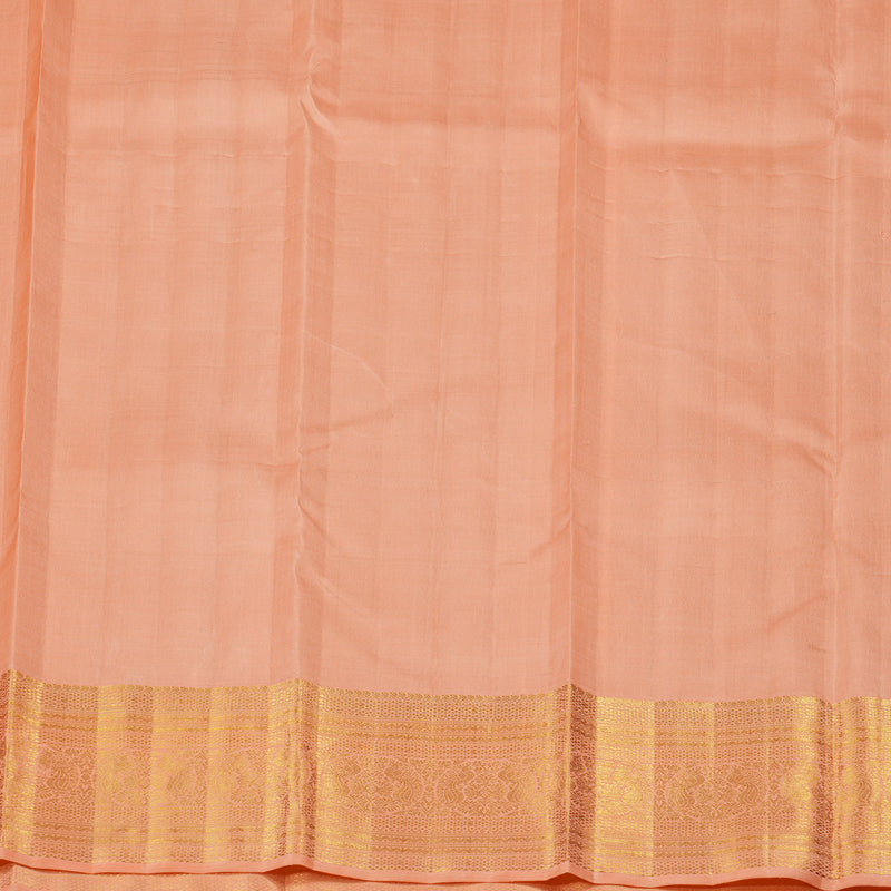 Hayagrivas Sea Blue Handloom Kanjivaram Silk Saree with Peach Pink Border KBE17D2-1