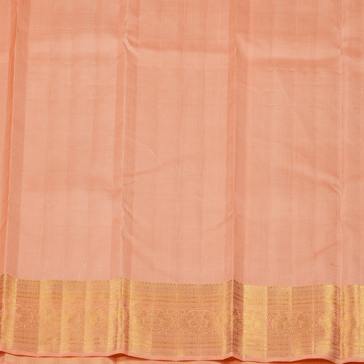 Hayagrivas Sea Blue Handloom Kanjivaram Silk Saree with Peach Pink Border KBE17D2-1