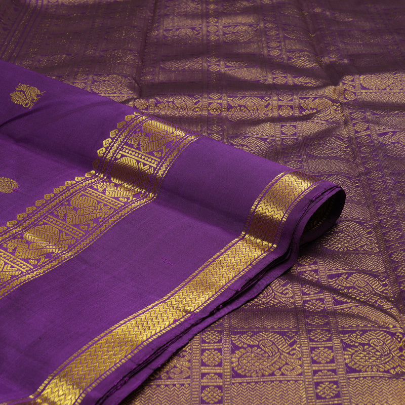 Hayagrivas Handloom Purple Kanjivaram Silk Saree KBE1807L4-1