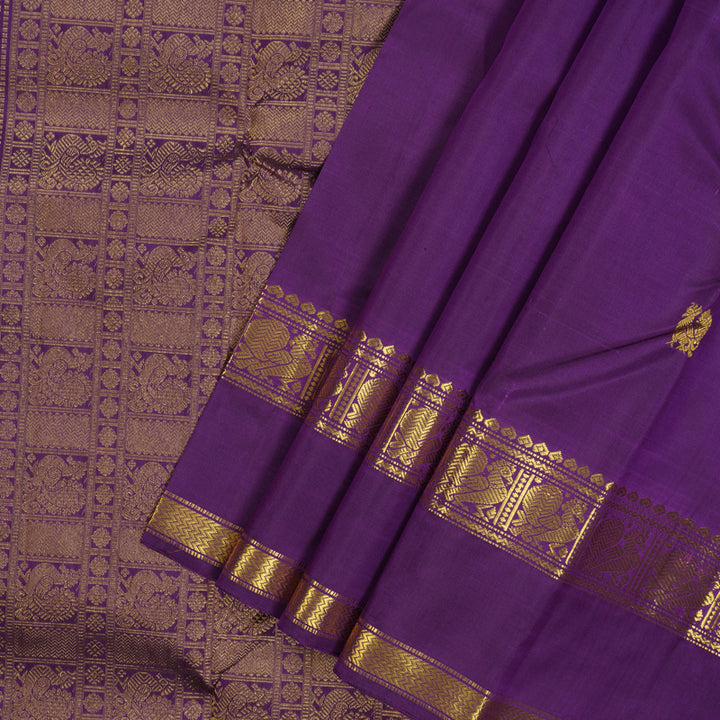 Hayagrivas Handloom Purple Kanjivaram Silk Saree KBE1807L4-1