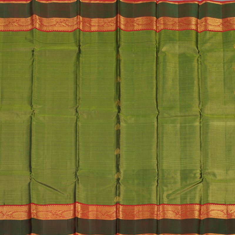 Hayagrivas Handloom Bottle Green Kanjivaram Silk Saree with Maroon Border KBE1807L6-1