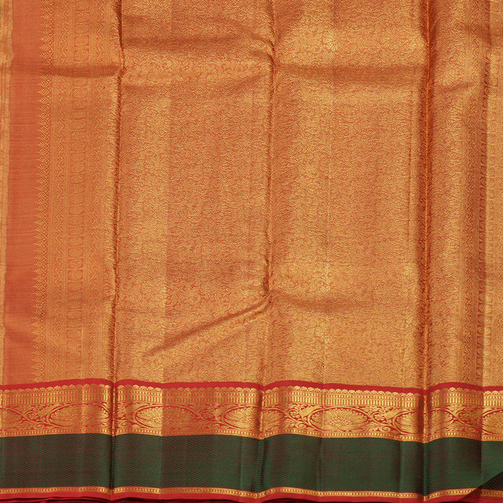 Hayagrivas Handloom Bottle Green Kanjivaram Silk Saree with Maroon Border KBE1807L6-1