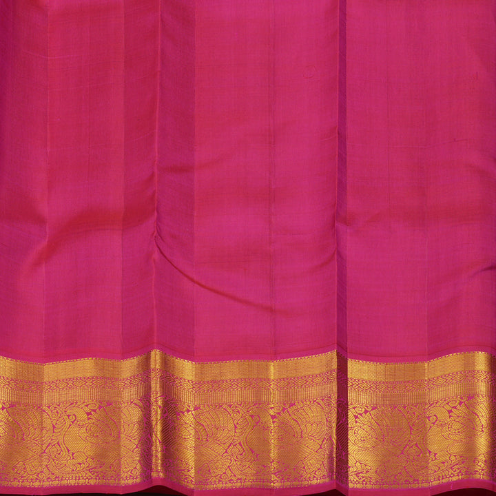 Hayagrivas Handloom Deep Purplish Blue Kanjivaram Silk Saree with Rani Pink border KBE1808L2-1